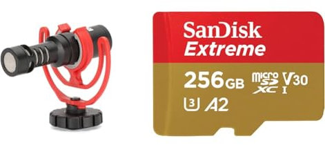 RØDE VideoMicro Compact On-camera Directional Microphone for Filmmaking, Content Creation & SanDisk 256GB Extreme microSDXC card + SD adapter + RescuePRO Deluxe, up to 190MB/s