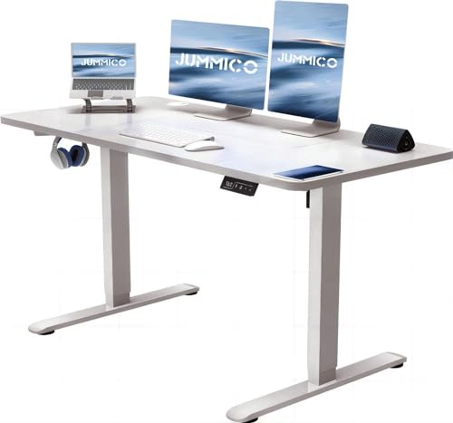 JUMMICO Höhenverstellbarer Schreibtisch mit USB-Ladeanschluss 120 x 60 cm, Schreibtisch Höhenverstellbar Elektrisch, Steh-Sitz Tisch Stehpult Verstellbarer Computertisch,Standing Desk,Grau