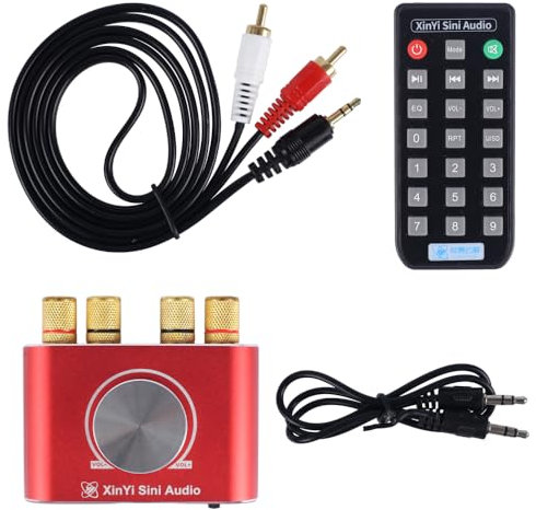 Bluetooth-5.1-Verstärkerplatine, XY-X50L 50 W * 2 Audio-Verstärker-Stereo-APP/Infrarot-Fernbedienung mit 3.5mm AUX Kable und RCA zur AUX Kable für DIY-Funklautsprecher