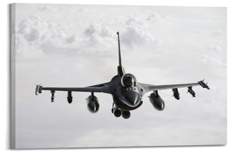 HUIYHB Luftfahrt-Poster für F-16 Interceptor Flugzeug-Kampfflugzeug, dekoratives Gemälde, Leinwand, Wandposter und Kunstdruck, moderne Familienschlafzimmer-Dekor-Poster, 50 x 75 cm