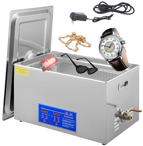 DOZPAL Large Ultrasonic Cleaner, 40kHz Stainless Steel Cleaning Kit Ultrasonic Cleaner Machine with Heater & Timer for Carburetor, Parts, Circuit Board, Glasses, Denture, Jewelry,15L