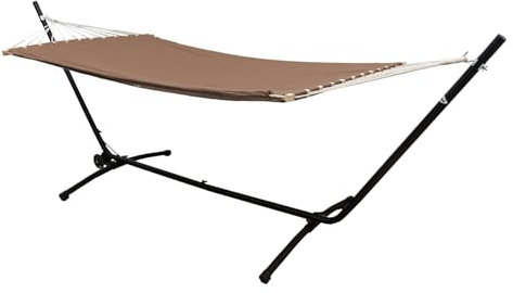 AMANKA Höhenverstellbare Outdoor Hängematte mit Gestell 2 Personen - 335x100 Hängemattengestell mit Rollen - 200x120 Hängematte für Garten mit Gestell - Hängematte für Balkon Hängeliege mit Gestell
