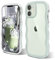 ORDA Cute Wave Frame Curly Case for iPhone 12/12 Pro - Shockproof Hard PC Cover for Women and Girls - Mint Green
