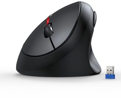 TECKNET Ergonomic Mouse, 4800 DPI Wireless Vertical Optical Mouse, 6 Buttons, 2.4G Silent Wireless Mouse for Laptop, PC, Chromebook, Mac - Black