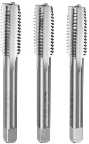 sourcing map Lot de 3 tarauds à main, 1/2-13 UNC Taper/Fiche/Filetage inférieur, Kit d'outils de taraudage manuel en acier rapide