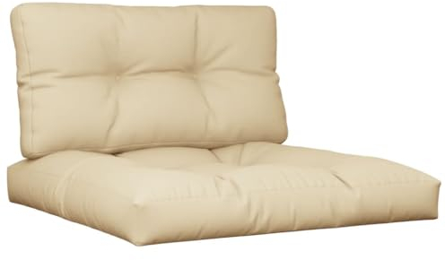 vidaXL Palettenkissen 2-TLG., Palettenpolster für Europaletten, Palettensofa Kissen Indoor Outdoor, Palettenauflage Sitzkissen Rückenkissen, Beige Stoff