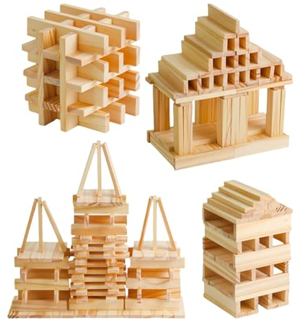 Salyeeluly Bauspielzeug für Kinder,Holzbausteine | 100 Stück Holzplanken-Bausteine | Konstruktionsspielzeug aus für Kleinkinder, Feinmotorikspielzeug für Kinder, Holzklötze für Kinder im