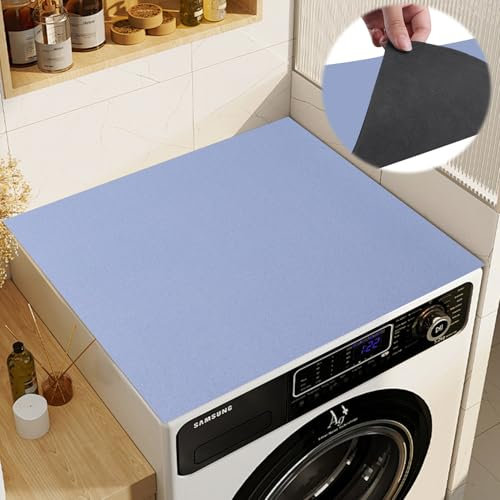 Waschmaschinenauflage Waschmaschinenbezug 60x60 cm Waschmaschinenabdeckung Staubschutz Rutschfest Waschmaschine Bezug Abdeckung Küchen Abwaschbar Zuschneidbare (Hellblau)