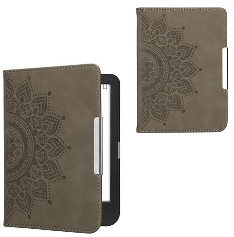 kwmobile Étui liseuse Compatible avec Kobo Clara BW/Colour - Étui à Rabat magnétique Protection eReader avec Sangle - Gris