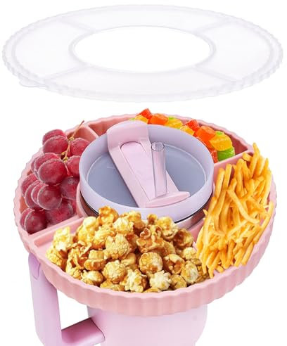 Bol à Collation en Silicone pour Stanley 40 oz, Réutilisable Plateau à Goûter en Gobelet Compatible Assiette à goûter en silicone avec 4 Stanley accessoires, pour bonbons,Fruits,Collations pour Fête