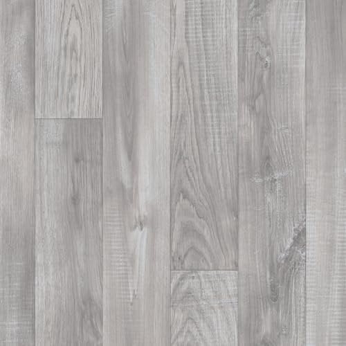 VINYL FLOORING UK Grey Modern Wood Effect Anti-Slip Vinyl Flooring for Kitchen, Bathroom, & Living Room, 2.8mm Thick Cushion Backed Vinyl Sheet, 15 Years Warranty-3 X 2 mt