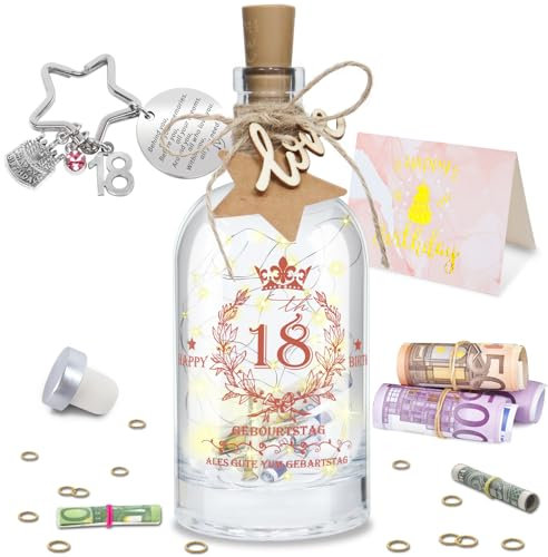 LED Bottle Light Money Gifts Birthday 18 Girl Boy Birthday Gift Money Packaging Light Bottle Happy Birthday 18th Birthday Gifts Women Girls Boy Personalised Gift