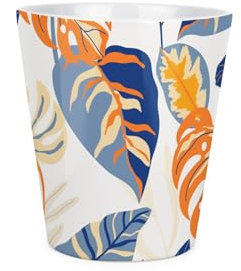 Purely Home Petit pot de fleurs en céramique avec trou de drainage - Motif feuilles tropicales - Bleu et orange - 9 cm de diamètre