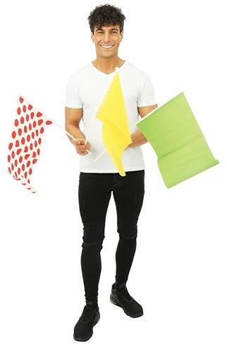 P'TIT CLOWN - 23880 - Drapeaux Cyclisme 30x40 cm - Lot de 3 - Vert, Jaune, Blanc à Pois Rouges - Accessoires Déco Fans Vélo, Course, Podium, Événements Sportifs, Animation, Fête à Thème Cycliste