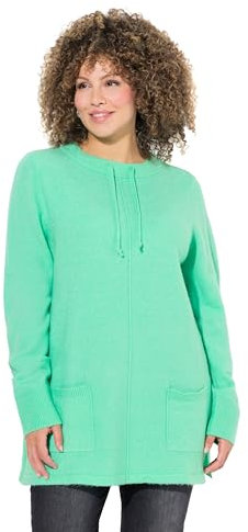 Ulla Popken Damen große Größen Übergrößen Plus Size Pullover, Stehkragen, Kordel, Taschen, Langarm blaugrün 58+ 835711428-58+