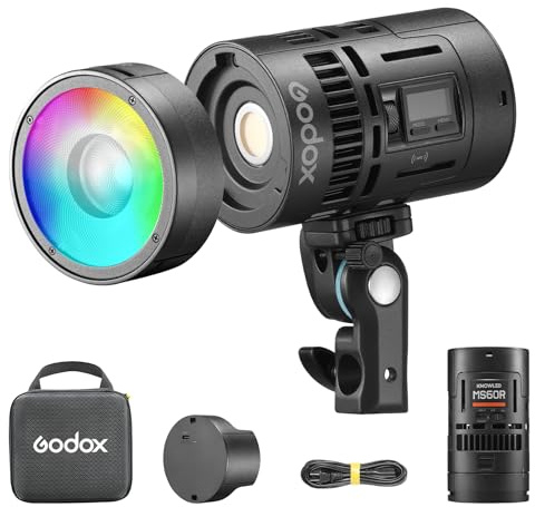 Godox KNOWLED MS60R RGB60 LED Light Kit mit AD-E2, Akku, Objektivreflektor,USB-C-Ladekabel,Aufbewahrungstasche für Film, Broadcast,Videoproduktion (MS60RGB, Einzellicht-Kit)