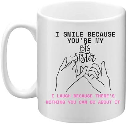 GAFFCO I Smile Because You’re My Little Sister/Big Sister Mug – Funny 11oz Two-Tone Ceramic Coffee Mug – Cute Gifts for Sisters, Siblings – Birthday or Holiday Gifts Idea