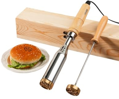 Stempel für Burger – Individuelle elektrische Lebensmittel-Markeneisen, Messing-Logo-Stempel, personalisiertes Steak-Branding, Lebensmitteleisen für Hamburger, Brot, Grill, Fleisch, Kokosnuss