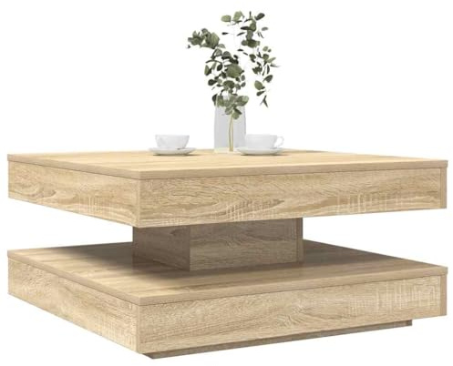 Lumanois Couchtisch 360-Grad Drehbar Sonoma-Eiche 70x70x34,5 cm,28.75kg,858481