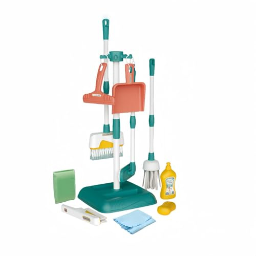 KiBcsLic Kids Cleaning Set Pretend Cleaning Tools Realistic Toys Broom and Mop Set for Young Children, Preschoolers , Green