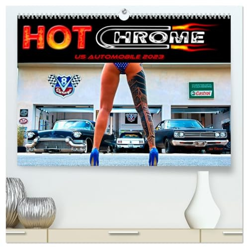 Hot Chrome US Automobile (hochwertiger Premium Wandkalender 2026 DIN A2 quer), Kunstdruck in Hochglanz: Kalender für Liebhaber von US Sportwagen und Oldtimer (CALVENDO Orte)