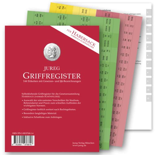 Griffregister für HABERSACK | 2025 | selbstklebende Register Etiketten mit Gesetzes- und §§-Bezeichnungen