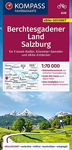 KOMPASS Fahrradkarte 3336 Berchtesgadener Land, Salzburg 1:70.000: reiß- und wetterfest mit Extra Stadtplänen