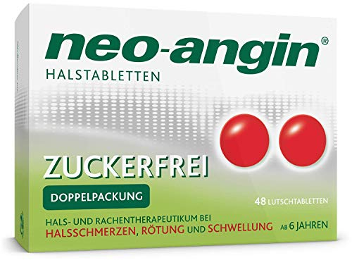 neo-angin Halstabletten zuckerfrei | Lutschtabletten bei Halsschmerzen & Halsentzündungen | Für Erwachsene & Schulkinder | 48 Stück