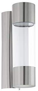 EGLO LED Außen-Wandlampe Robledo, 2 flammige Außenleuchte, Wandleuchte aus Edelstahl und Kunststoff, Farbe: Silber, IP44