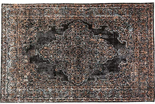 Kare Design Teppich Kelim Pop Rockstar, Schwarz/Braun, Bodenteppich, Vorleger, Läufer, Baumwolle, 300x200 cm (L/B)