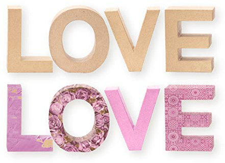 CREATIV DISCOUNT® Papp-Buchstaben-Set Love, Deko-Schriftzug 17,5cm hoch