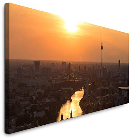 Paul Sinus Art GmbH Berlin Sonnenuntergang 120x 50cm Panorama Leinwand Bild XXL Format Wandbilder Wohnzimmer Wohnung Deko Kunstdrucke