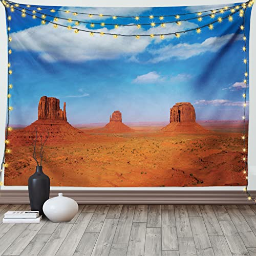 ABAKUHAUS amerikanisch Wandteppich und Tagesdecke, Historische Wild West aus Weiches Mikrofaser Stoff Waschbar ohne Verblassen Digitaldruck, 230 x 140 cm, Orange