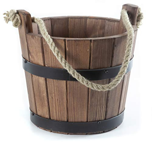 Holzfee Pflanzkübel Kiefer Rustikal Walnuss Ø 30 x H 25/30 cm