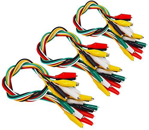 Senven® 30 Pezzi Coccodrillo Doppio Attacco Morsetti a Cavi Elettrici, Set Di Cavi Di Prova Con Morsetti a Coccodrillo Cavo Di Collegamento a Doppio Attacco -53cm / 20,8 Pollici (5 Colori)