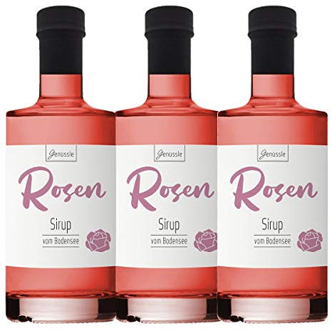 BIO Rosenblüten-Sirup 3x 350ml - Genüssle Rosensirup vom Bodensee - Rosen Sirup aus echten heimischen Rosenblüten - natürlich ohne Zusatzstoffe