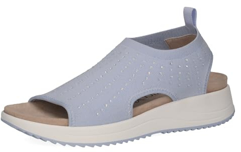 CAPRICE Damen Sandalen flach weiches Fußbett Bequem, Blau (Lt.Blue Knit), 40 EU
