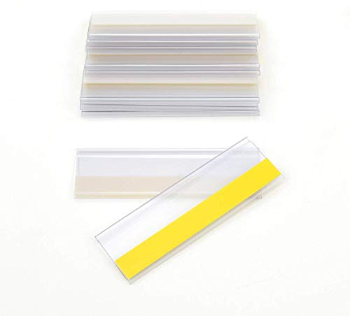 Selbstklebende Etikettenhalter für Einstecketiketten 100 mm Breit/Tickethalter/Etiketten Halter (21 mm Höhe, Transparent, 10 Stück)