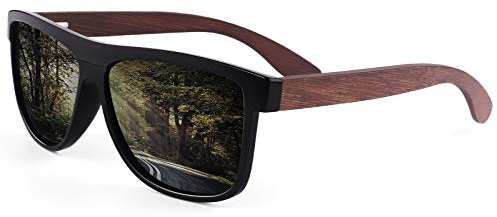 CGID Sonnenbrille Herren Damen Holz aus Walnuss Polarisiert Brillengläser UV400-Schutz CAT3 CE M07