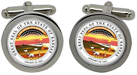 Gift Shop Kansas USA Manschettenknöpfe in Chrom Kiste