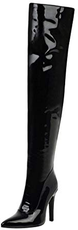 MISSUIT Damen High Heels Overknee Stiefel Lack Boots