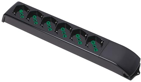 FANTON 410231 Multipresa Fido senza Cavo 6 Prese Bipasso schuko 2P+T 16A, colore nero