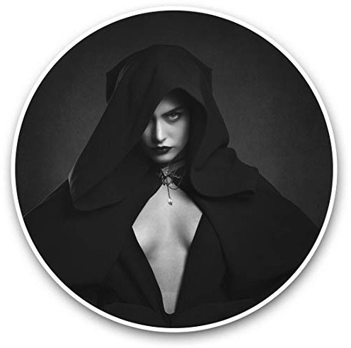 Vinyl Stickers (Set of 2) 7.5cm (bw) - Hooded Vampire Woman Goth Gothic Laptop Tablet Luggage Scrapbook #37106