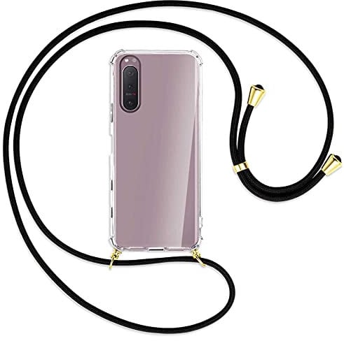 mtb more energy® Collier pour Sony Xperia 5 II (6.1'') - Noir/oro - Coque pour Smartphone à Porter au Cou - Étui à bandoulière Cordon