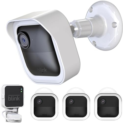 All-New Blink Outdoor Camera Housing and Mounting Bracket (4th Gen and 3rd Gen), 3 Pack Protective Cover and 360 Degrees Adjustable Mount with Sync Module 2 Outlet Mount (White)