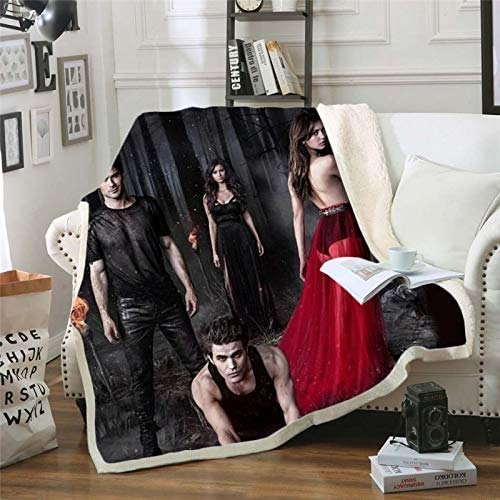 NICHIYO The Vampire Diaries Decke, Cartoon- und Animations-Fleecedecke für Erwachsene und Kinder, 100% Mikrofaser, für Schlafsofa und Sofa (8.150 cm x 200 cm)