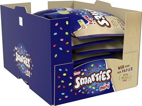 Nestlé SMARTIES Mini, kleine Schokolinsen aus Milchschokolade, einzeln verpackt, 16er Pack (16 x 187g)