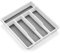 Homikit Cutlery Tray Organiser, Plastic Cutlery Drawer Organiser/Divider, 5 Compartments Utensil Tray Silverware Holder, Kitchen/Office/School Storage, Non-Slip Rubber Feet, White & Grey - 32.6x29cm