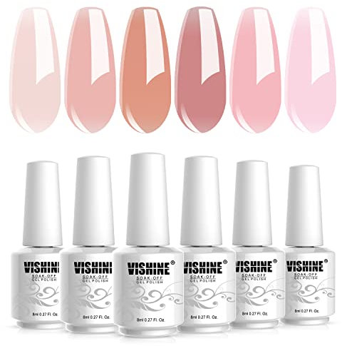 Vishine Vernis Gel Sem-Permanent Transparent Couleurs Naturelle Rose Claire Skin Color Transparent Gelée de Cristal Soak Off UV LED Gel 8ml