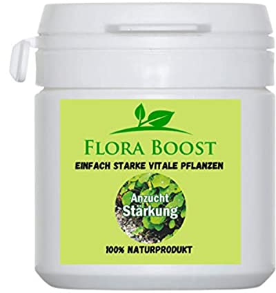 Flora Boost Anzucht Dünger Flora Boost 100g I Für bis zu 100L Gießwasser I Dünger in Pulverform I Für Gemüse- & Obstpflanzen und Blumen I Blatt- & Wurzeldünger I 100% natürlicher Pflanzendünger